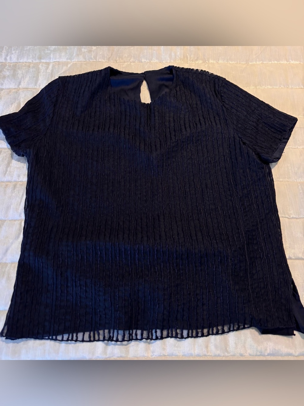 Maria Pinto Navy Textured Top